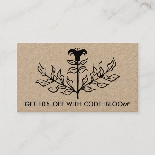 シックエレガントリリーラインスケッチソーシャルアイコンクラフト 割引カード (正面)