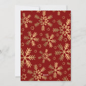 シックエレガントレッドと金ゴールドクリスマススノーフレーク シーズンカード (裏面)