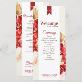 シックエレガントレッドオーキッド秋カスタムウェディング プログラム