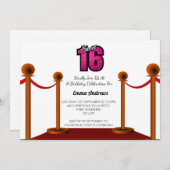 シックエレガントレッドカーペットスイーツ16パーティの招待状 招待状 (正面/裏面)