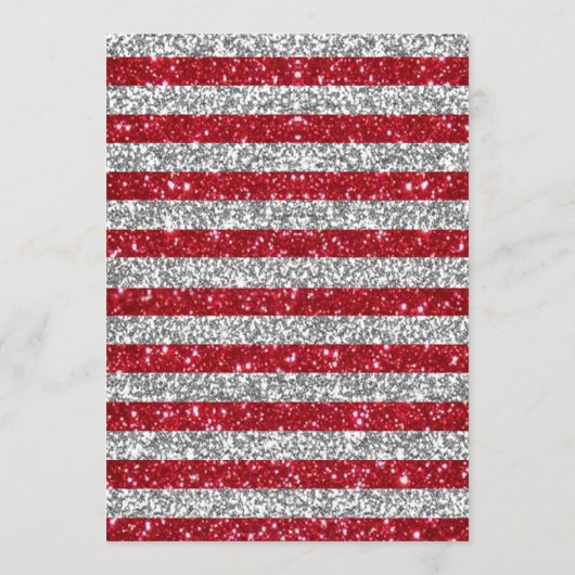 シックエレガントレッドシルバーグリッターバラスウィート16 招待状 (裏面)