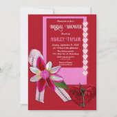 シックエレガントレッドバレンタインロマンチックブライダルシャワー 招待状 (正面)