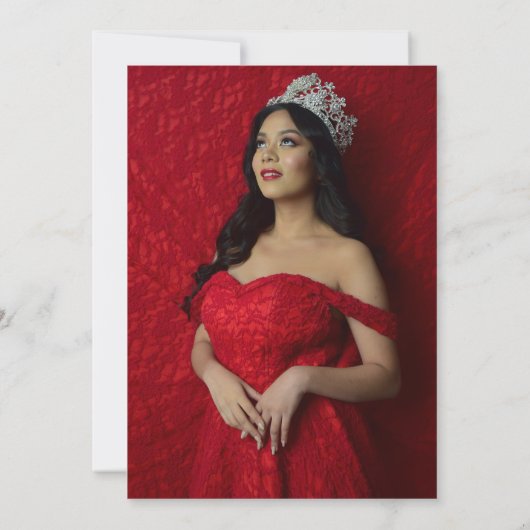 シックエレガントレッドフローラフォトキンセアニラ サンキューカード (裏面)