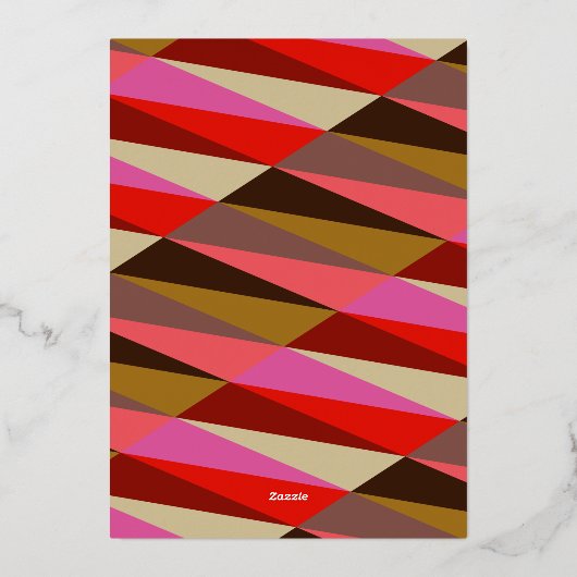 シックエレガントレッドブラウン幾何結婚金ゴールド 箔招待状 (裏面)