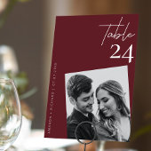 シックエレガントレッドプラムBurgundyの結婚写真 テーブルナンバー