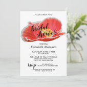 シックエレガントレッドポピーフローラブライダルシャワー 招待状 (スタンド正面)