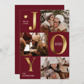 シックエレガントレッド金ゴールドフォトコラージュ喜びクリスマス シーズンカード (正面/裏面)