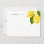 シックエレガントレモンイエローノテパーソナライズされたカーズ 出欠カード (正面)