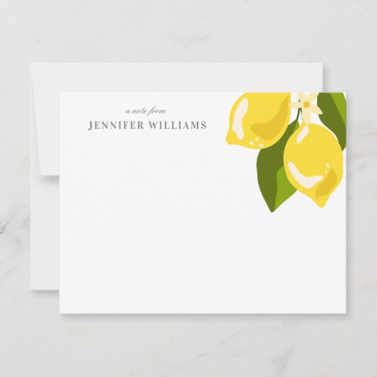 シックエレガントレモンイエローノテパーソナライズされたカーズ 出欠カード (正面)