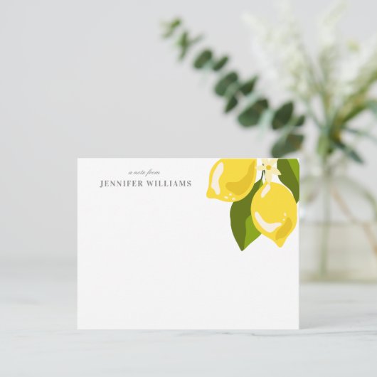 シックエレガントレモンイエローノテパーソナライズされたカーズ 出欠カード (スタンド正面)