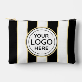 シックエレガントロゴB&Wゴールデンストライプズ アクセサリーポーチ