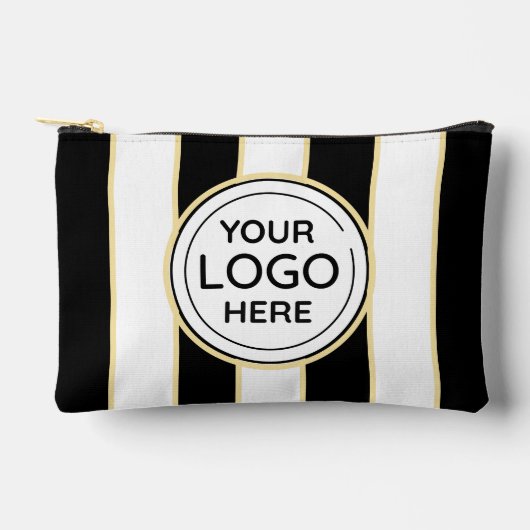 シックエレガントロゴB&Wゴールデンストライプズ アクセサリーポーチ (正面)