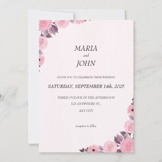 シックエレガントロマンチックなミニマルクラシックリスト 招待状 (正面)