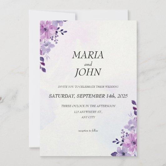 シックエレガントロマンチックなミニマルクラシックリスト 招待状 (正面)