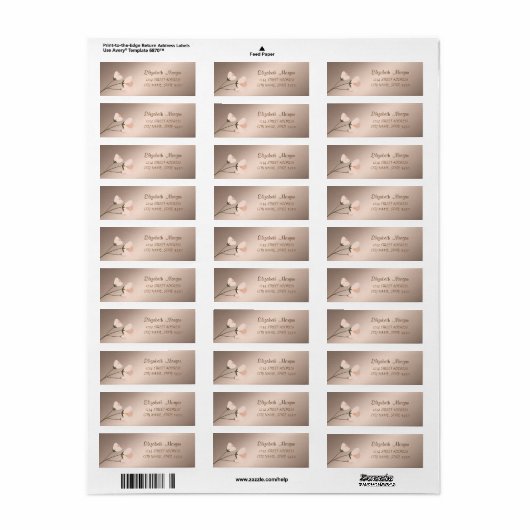 シックエレガントロマンチックフラワー住所 シール (フルシート)