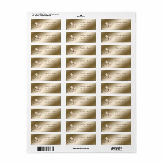 シックエレガントロマンチックフラワー住所 シール (フルシート)