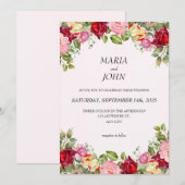 シックエレガントロマンチックミニマルクラシックリストバラ 招待状 (正面/裏面)