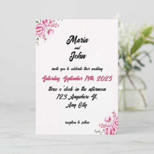 シックエレガントロマンチックミニマルクラシックリスト赤面 招待状 (スタンド正面)