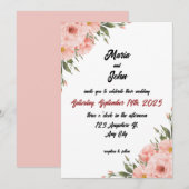 シックエレガントロマンチックミニマルクラシックリスト赤面 招待状 (正面/裏面)