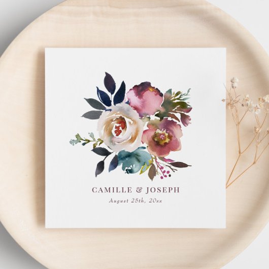 シックエレガントロマンチック暗黒バラ結婚ズ スタンダードカクテルナプキン