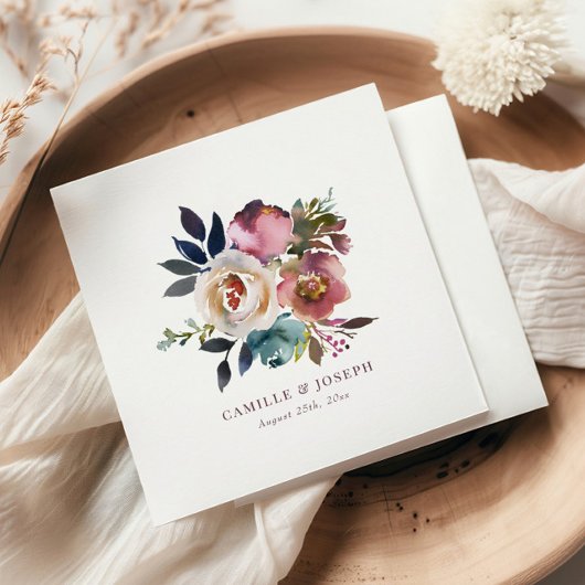 シックエレガントロマンチック暗黒バラ結婚ズ スタンダードカクテルナプキン