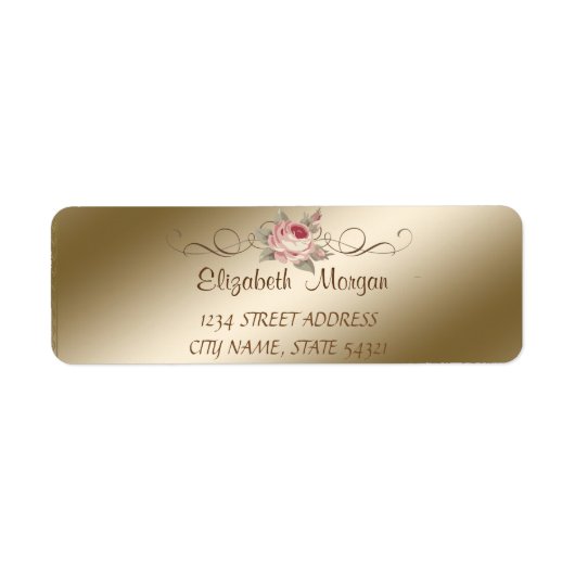 シックエレガントロマンチック、バラ住所 シール (正面)