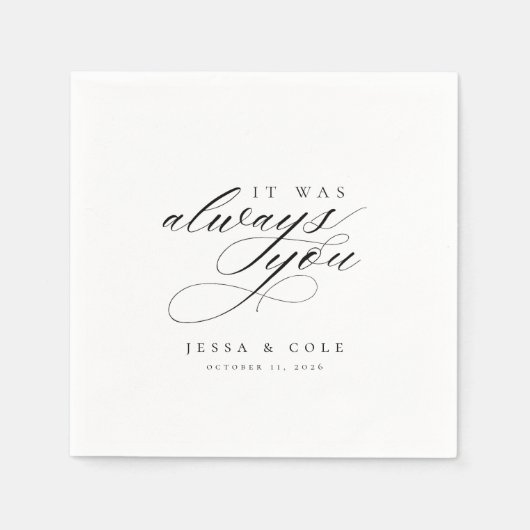 シックエレガントロマンパーソナライズされた結婚トの スタンダードカクテルナプキン (正面)