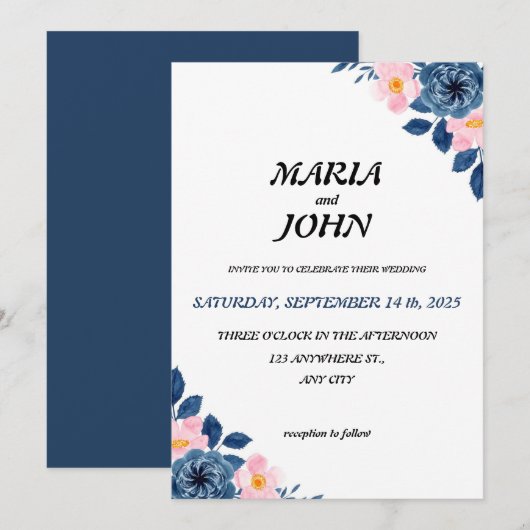 シックエレガントロユニークマンティムミニマルクラシックリスト 招待状 (正面/裏面)