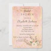 シックエレガントローズマーブルフローラブライダルシャワー 招待状 (正面)