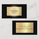 シックエレガントロータスプロフェッショナルフェイク、金ゴールド、ブラック 名刺 (正面/裏面)