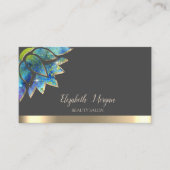 シックエレガントロータス金ゴールドストライプ美しい 名刺 (正面)