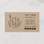 シックエレガントワイルドフラワーアートソーシャルアイコンクラフト 割引カード (裏面)