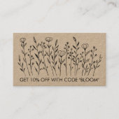 シックエレガントワイルドフラワーアートソーシャルアイコンクラフト 割引カード (正面)