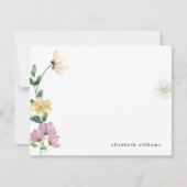 シックエレガントワイルドフラワーパーソナライズされたフローラ ノートカード (正面)