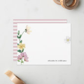 シックエレガントワイルドフラワーパーソナライズされたフローラ ノートカード (正面/裏面インサイチュ)