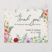 シックエレガントワイルドフラワーフローラ結婚ズサンキュー ポストカード (正面)