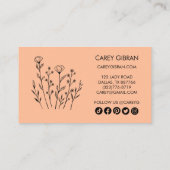 シックエレガントワイルドフラワーラインアートソーシャルアイコン 割引カード (裏面)