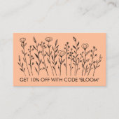 シックエレガントワイルドフラワーラインアートソーシャルアイコン 割引カード (正面)