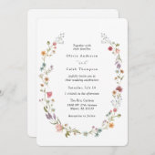 シックエレガントワイルドフラワーリース結婚式招待状 招待状 (正面/裏面)