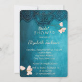 シックエレガントヴィンテージオーナメントフローラブライダルシャワー 招待状 (正面)