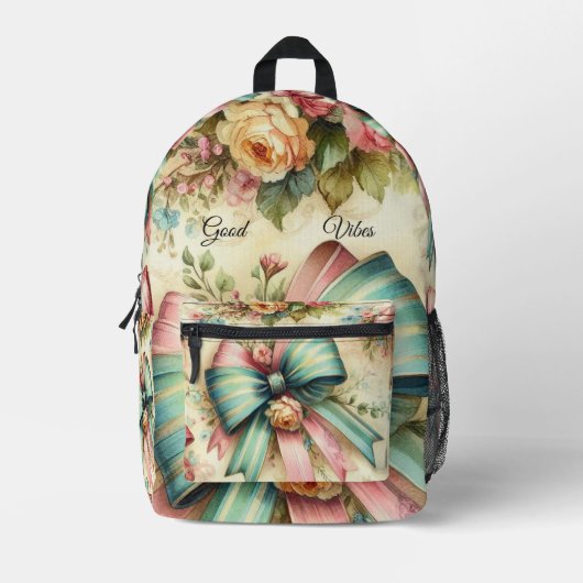 シックエレガントヴィンテージカスタムリュック プリントバックパック (正面)