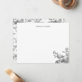 シックエレガントヴィンテージグレーバラフローラ ノートカード