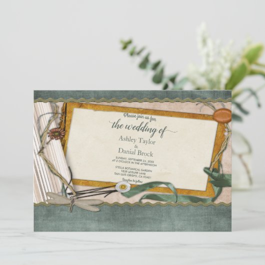 シックエレガントヴィンテージスタイリッシュ装飾結婚ズ 招待状 (スタンド正面)