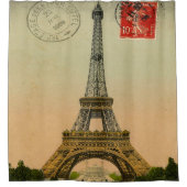 シックエレガントヴィンテージパリとエッフェルタワー シャワーカーテン (正面)