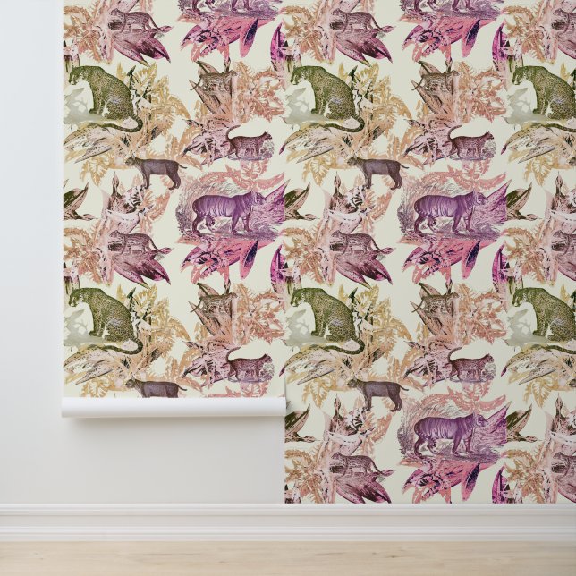 シックエレガントヴィンテージピンクトイレワイルドキャッツジャングル 壁紙 (アプリケーション)