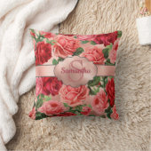 シックエレガントヴィンテージピンクレッドローズフローラ名 クッション (ブランケット)