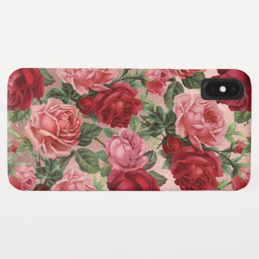 シックエレガントヴィンテージピンクレッドローズフローラ名 Case-Mate iPhoneケース (裏面(横))