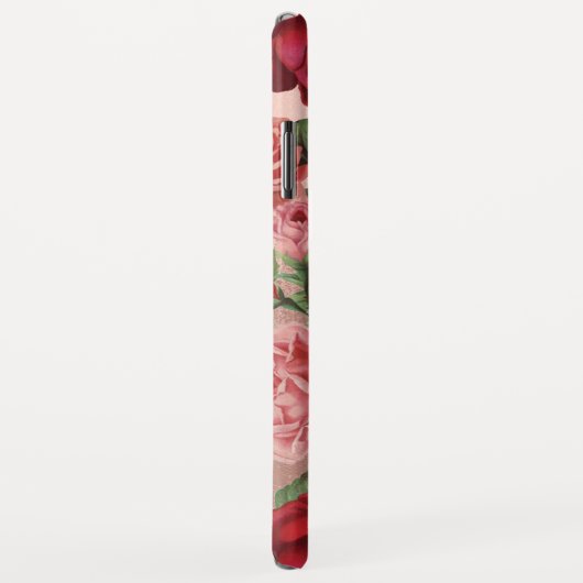 シックエレガントヴィンテージピンクレッドローズフローラ名 Case-Mate iPhoneケース (裏面/右)