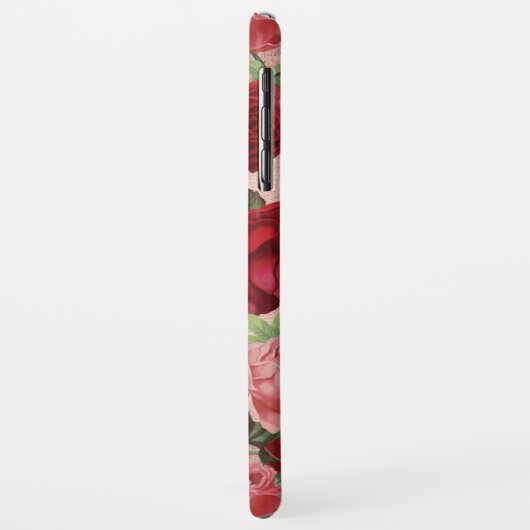 シックエレガントヴィンテージピンクレッドローズフローラ名 Case-Mate iPhoneケース (裏面/左)