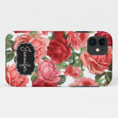 シックエレガントヴィンテージピンクレッドローズフローラ名 Case-Mate iPhoneケース (裏面(横))